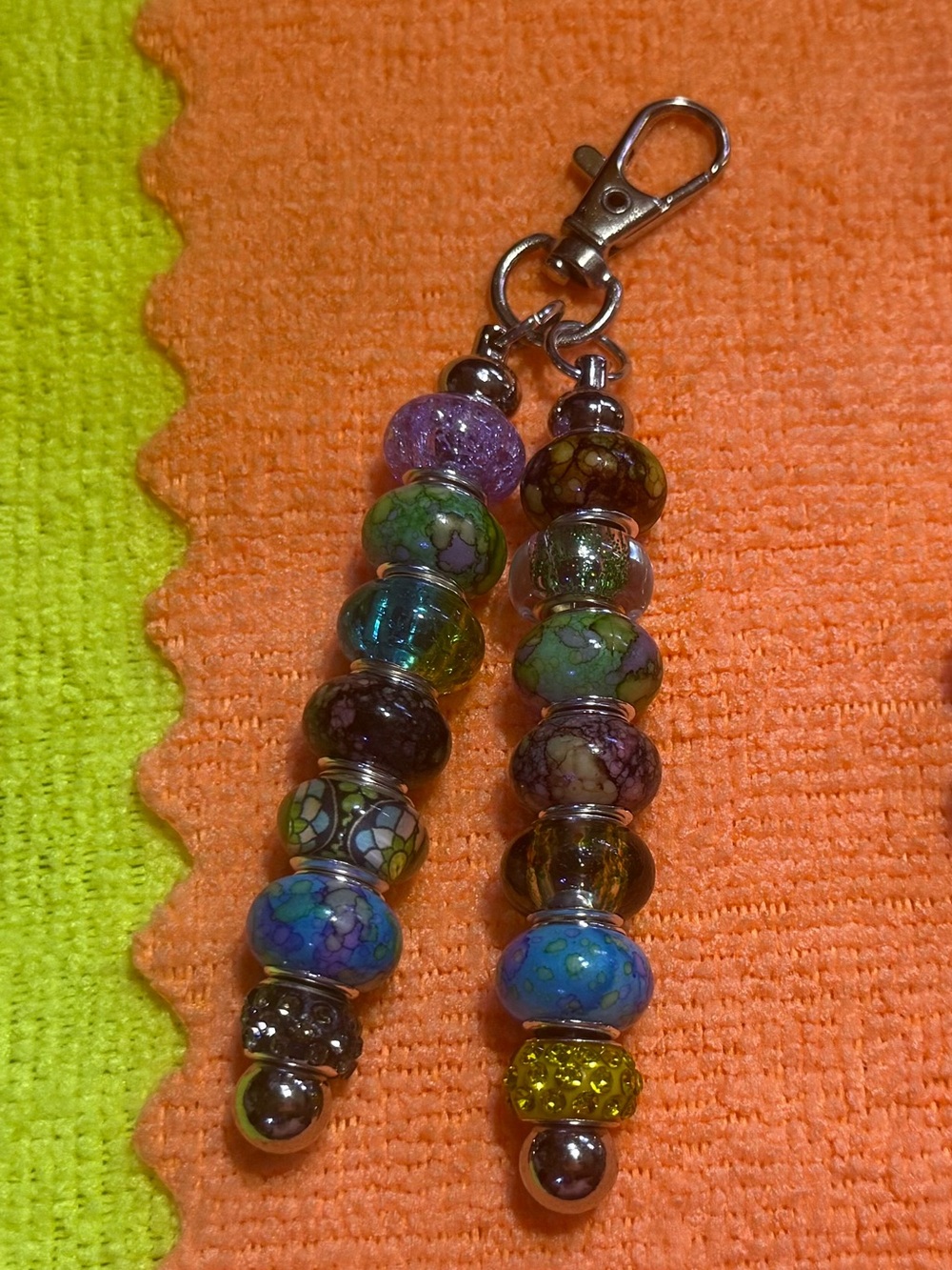 Colorful Glass Bead Dangle Keychain Charm - Multicolor